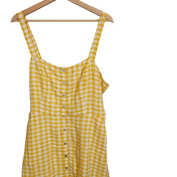 Cynthia Rowley Yellow Gingham Linen Midi Dress - Picture 3 of 8